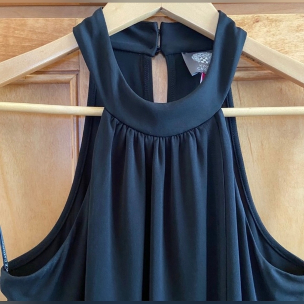Vince Camuto Asymmetrical Halter Short L Little Black Dress Flowy - Picture 2 of 6